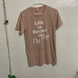 Pink heather grey tee “ life is better in flip flops size small